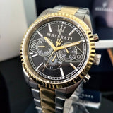 Maserati Competizione Chronograph Black Dial Two Tone Steel Strap Watch For Men - R8853100016 Authentic Buy Shop Now