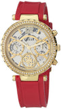 Guess Solstice Diamonds Gold Dial Red Rubber Strap Watch for Women - GW0484L1 Authentic Buy Shop Now