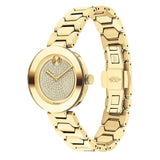 Movado Bold Crystal Gold Dial Gold Steel Strap Watch For Women - 3600492 Authentic Buy Shop Now