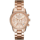 Michael Kors Ritz Chronograph Rose Gold Dial Rose Gold Steel Strap Watch for Women - MK6357 Authentic Buy Shop Now