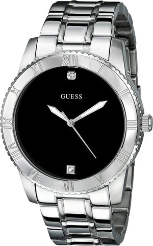 Guess Minimal Black Dial Silver Steel Strap Watch for Men - W0416G1 Authentic Buy Shop Now