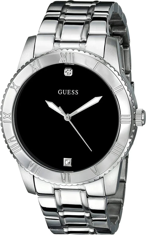Guess Minimal Black Dial Silver Steel Strap Watch for Men - W0416G1 Authentic Buy Shop Now