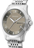 Gucci G Timeless Brown Dial Silver Steel Strap Watch For Men - YA126406 Authentic Buy Shop Now