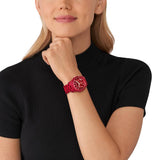 Michael Kors Runway Analog Chronograph Red Dial Red Steel Strap Watch for Women - MK7436 Authentic Buy Shop Now