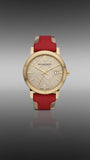 Burberry The City Gold Dial Orange Leather Strap Watch for Women - BU9017 Authentic Buy Shop Now