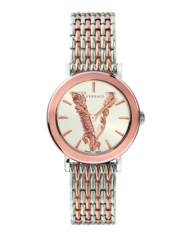 Versace Virtus Quartz White Dial Two Tone Steel Strap Watch for Women - VEHC00519 Authentic Buy Shop Now