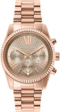 Michael Kors Lexington Chronograph Grey Dial Rose Gold Steel Strap Watch For Women - MK7217 Authentic Buy Shop Now