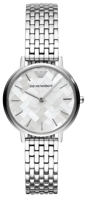 Emporio Armani Mother of Pearl Dial Silver Steel Strap Watch For Women - AR11112 Authentic Buy Shop Now