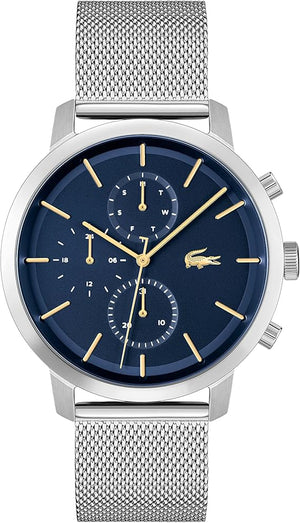 Lacoste Replay Chronograph Blue Dial Silver Mesh Strap Watch for Men - 2011256 Authentic Buy Shop Now