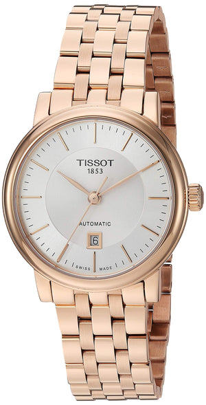Tissot T Classic Carson Premium White Dial Rose Gold Steel Strap Watch for Women - T122.207.33.031.00 Authentic Buy Shop Now