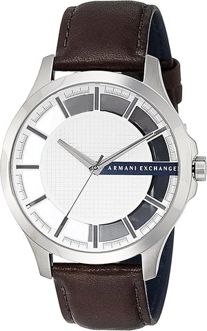 Armani Exchange Hampton Chronograph White Dial Brown Leather Strap Watch For Men - AX2187 Authentic Buy Shop Now