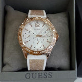 Guess Swirl Quartz Silver Dial White Rubber Strap Watch For Women - W1096l2 Authentic Buy Shop Now
