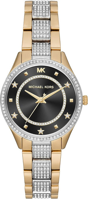 Michael Kors Lauryn Crystal Pave Black Dial Two Tone Steel Strap Watch For Women - MK4403 Authentic Buy Shop Now