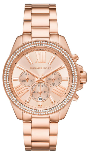 Michael Kors Wren Chronograph Rose Gold Dial Rose Gold Steel Strap Watch for Women - MK7430 Authentic Buy Shop Now