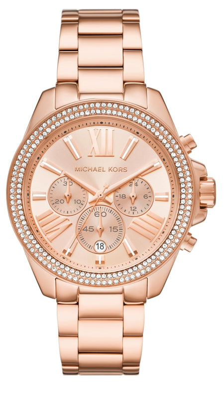 Michael Kors Wren Chronograph Rose Gold Dial Rose Gold Steel Strap Watch for Women - MK7430 Authentic Buy Shop Now