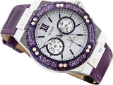 Guess Limelight Quartz Silver Dial Purple Leather Strap Watch For Women - W0775L6 Authentic Buy Shop Now