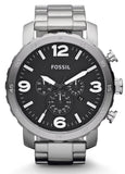 Fossil Nate Chronograph Black Dial Silver Steel Strap Watch for Men - JR1353 Authentic Buy Shop Now