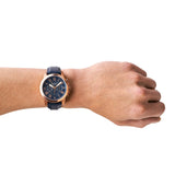 Fossil Grant Chronograph Blue Dial Blue Leather Strap Watch for Men - FS4835 Authentic Buy Shop Now