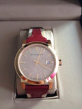 Burberry Heritage Nova Gold Dial Haymarket Red Leather Strap Watch for Women - BU9111 Authentic Buy Shop Now