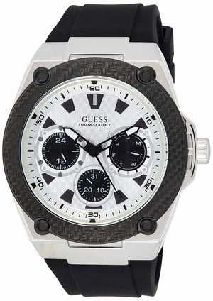 Guess Legacy White Dial Black Rubber Strap Watch For Men - W1049G3 Authentic Buy Shop Now