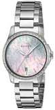 Gucci G Timeless Mother of Pearl Dial Silver Steel Strap Watch For Women - YA126543 Authentic Buy Shop Now