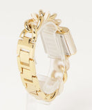 Michael Kors Chain Lock Analog Crystals Silver Dial Gold Steel Strap Watch for Women - MK4809 Authentic Buy Shop Now
