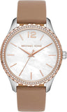 Michael Kors Layton Mother of Pearl White Dial Brown Leather Strap Watch For Women - MK2910 Authentic Buy Shop Now