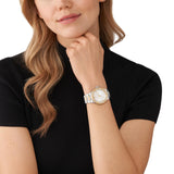 Michael Kors Lennox Three Hand Silver Dial Two Tone Steel Strap Watch For Women - MK7338 Authentic Buy Shop Now