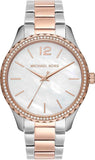 Michael Kors Layton Three Hand Mother of Pearl White Dial Two Tone Steel Strap Watch For Women - MK6849 Authentic Buy Shop Now