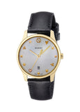 Gucci G-Timeless Mother of Pearl Dial Black Leather Strap Watch For Women - YA126589 Authentic Buy Shop Now