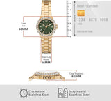 Michael Kors Lennox Quartz Green Dial Gold Steel Strap Watch For Women - MK7395 Authentic Buy Shop Now
