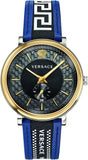 Versace V-Circle Black Dial Blue Leather Strap Watch for Men - VEBQ01419 Authentic Buy Shop Now