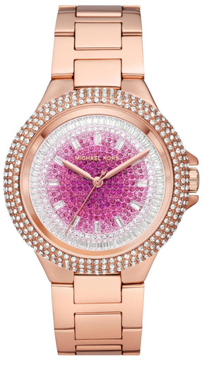 Michael Kors Camille Analog Pink Dial Rose Gold Steel Strap Watch for Women - MK7340 Authentic Buy Shop Now