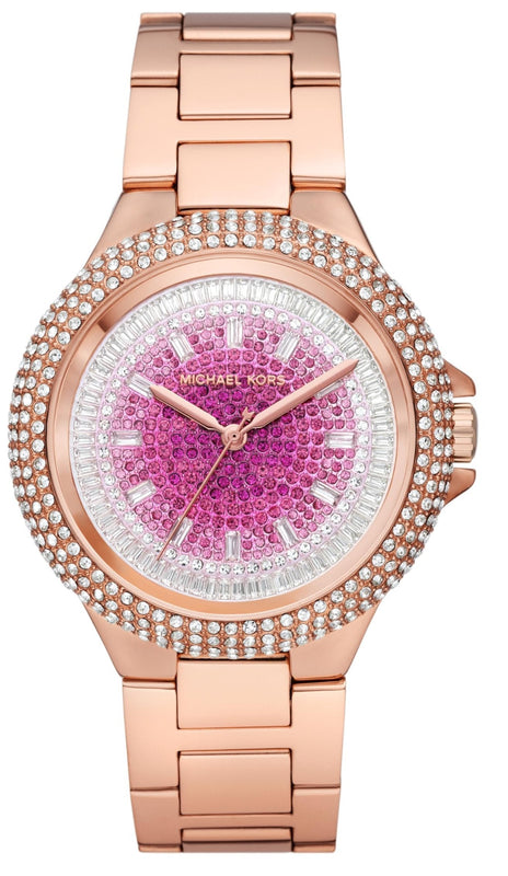 Michael Kors Camille Analog Pink Dial Rose Gold Steel Strap Watch for Women - MK7340 Authentic Buy Shop Now