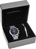 Emporio Armani Luigi Chronograph Blue Dial Silver Mesh Bracelet Watch For Men - AR80038 Authentic Buy Shop Now