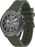 Hugo Boss Volane Chronograph Grey Dial Green Rubber Strap Watch For Men - 1513952 Authentic Buy Shop Now
