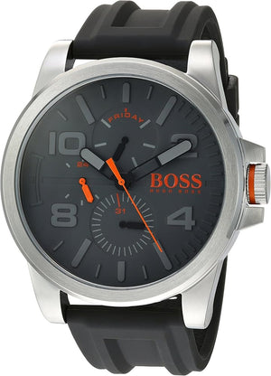 Hugo Boss Detroit Sport Analog Grey Dial Grey Rubber Strap Watch For Men - 1550007 Authentic Buy Shop Now