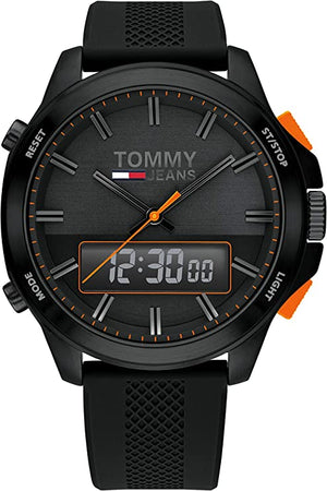Tommy Hilfiger Jeans Analog Black Dial Black Silicone Strap Watch For Men - 1791763 Authentic Buy Shop Now