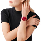 Michael Kors Slim Runway Red Dial Red Steel Strap Watch For Women - MK3895 Authentic Buy Shop Now