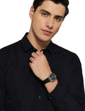 Emporio Armani Gianni Quartz Black Dial Black Leather Strap Watch For Men - AR0382 Authentic Buy Shop Now