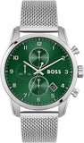Hugo Boss Skymaster Green Dial Silver Mesh Bracelet Watch for Men - 1513938 Authentic Buy Shop Now