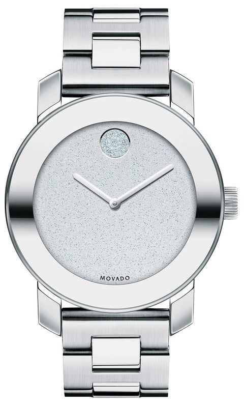 Movado Bold Crystal Dot Silver Dial Silver Steel Strap Watch For Women - 3600334 Authentic Buy Shop Now