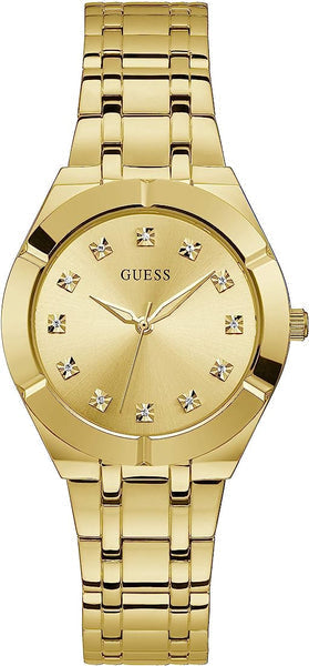 Guess Crystalline Diamonds Gold Dial Gold Steel Strap Watch for Women - GW0114L2 Authentic Buy Shop Now