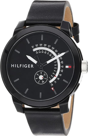 Tommy Hilfiger Denim Quartz Black Dial Black Leather Strap Watch for Men - 1791479 Authentic Buy Shop Now