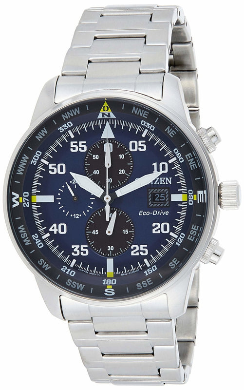 Citizen Eco Drive Chronograph Blue Dial Silver Stainless Steel Watch For Men - CA0690-88L Authentic Buy Shop Now