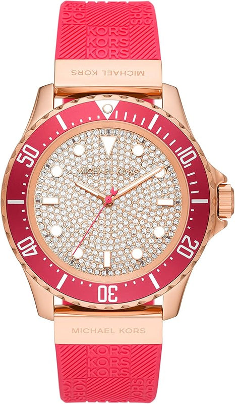 Michael Kors Everest Analog Rose Gold Dial Pink Silicone Strap Watch For Women - MK7359 Authentic Buy Shop Now