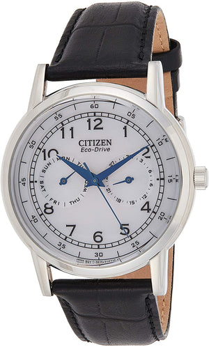 Citizen Eco Drive Silver Dial Black Leather Strap Watch For Men - AO9000-06B Authentic Buy Shop Now