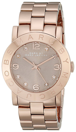 Marc Jacobs Amy Glitz Brown Dial Rose Gold Steel Strap Watch for Women - MBM3221 Authentic Buy Shop Now