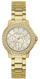 Guess Crown Jewel Diamonds White Dial Gold Steel Strap Watch for Women - GW0410L2 Authentic Buy Shop Now