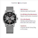 Tommy Hilfiger Chronograph Black Dial Silver Mesh Bracelet Watch for Men - 1791292 Authentic Buy Shop Now